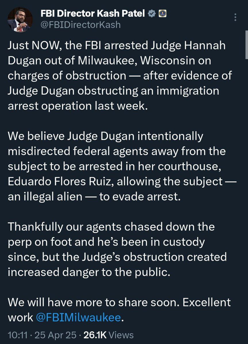 BREAKING: FBI Director Patel Reveals Shocking Arrest of Judge Dugan for Allegedly Obstructing Federal Agents!