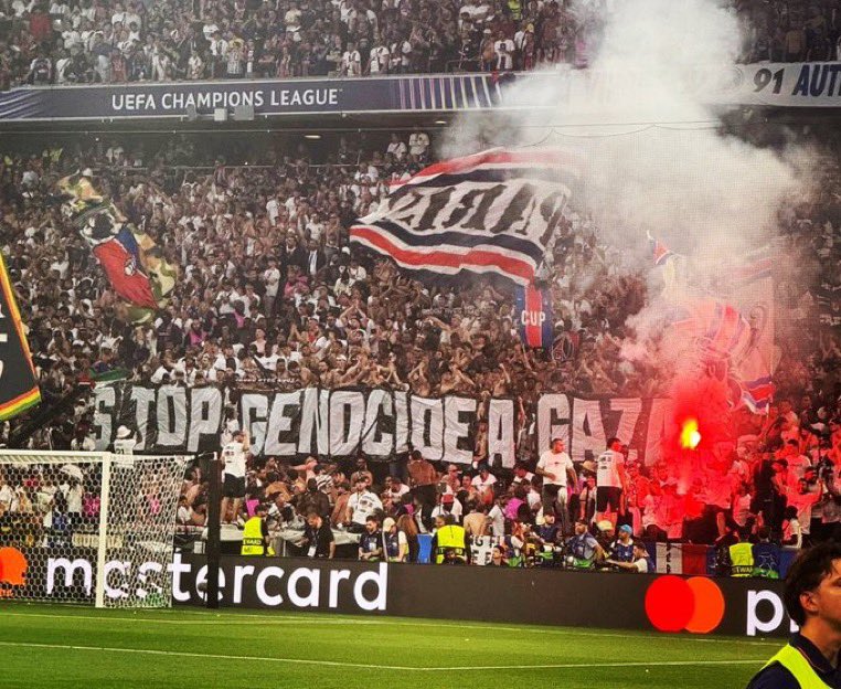 PSG Fans Ignite Controversy: "End Gaza Genocide Now!" PSG Champions League protest, Gaza conflict awareness, football activism 2025
