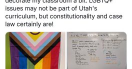 "Teacher Defies Law with Pride Flag: Should He Be Fired?"  teacher protests educational policies, classroom flag controversies, LGBTQ rights in education