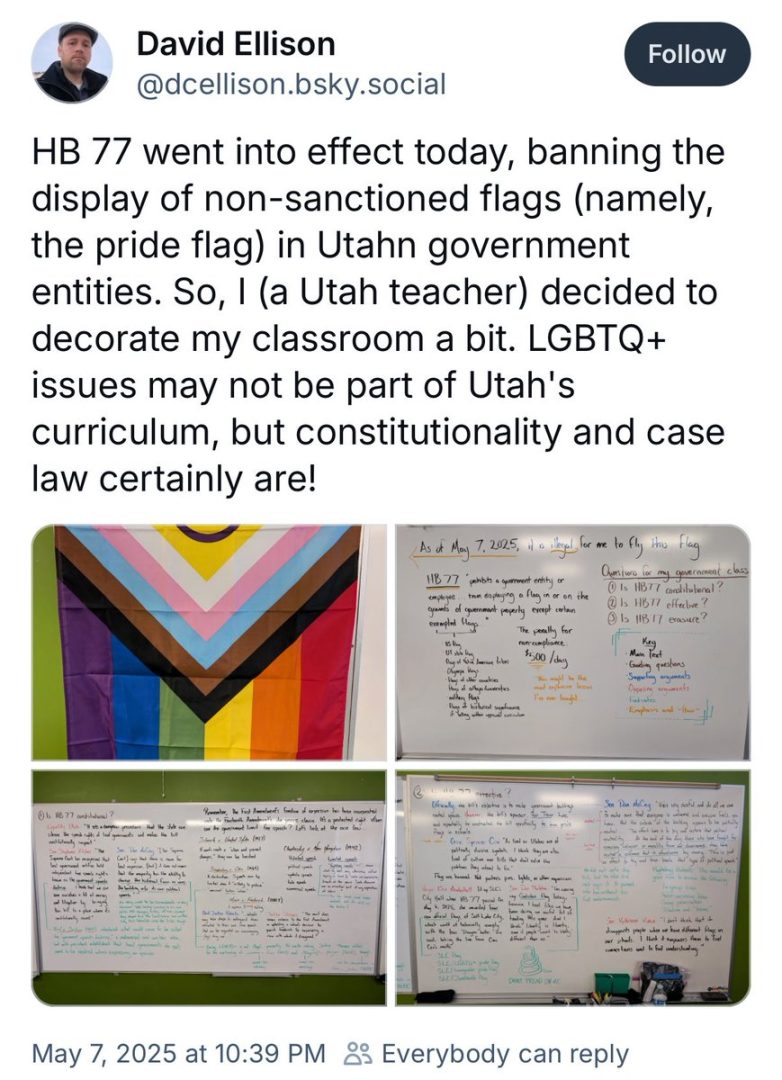 "Teacher Defies Law with Pride Flag: Should He Be Fired?" teacher protests educational policies, classroom flag controversies, LGBTQ rights in education