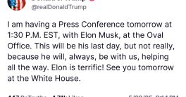 Trump and Musk Join Forces: Shocking Oval Office Announcement Tomorrow!  Trump Musk meeting, Oval Office press conference, technology leadership discussion