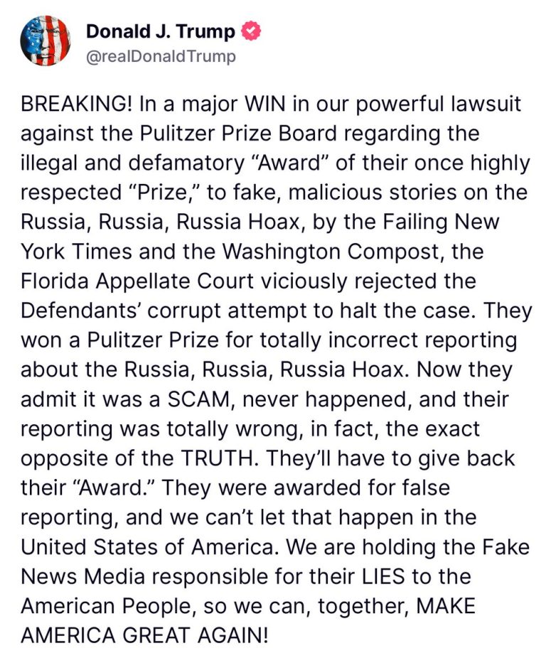 Trump's Shocking Legal Victory Over Pulitzer Board Sparks Outrage! Trump lawsuit victory, Pulitzer Prize controversy, legal battle news