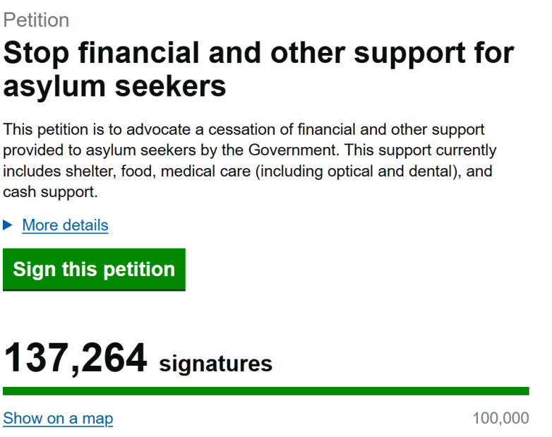 "137,000 Signatures Spark Explosive Asylum Debate in Parliament!" asylum seeker policies, public opinion on immigration, parliamentary debate on support