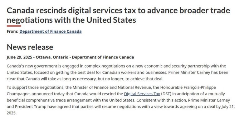 Canada Ditches Digital Tax to Revive Tense Trade Talks with Trump! digital tax negotiations, Canada trade relations, U.S. economic policy