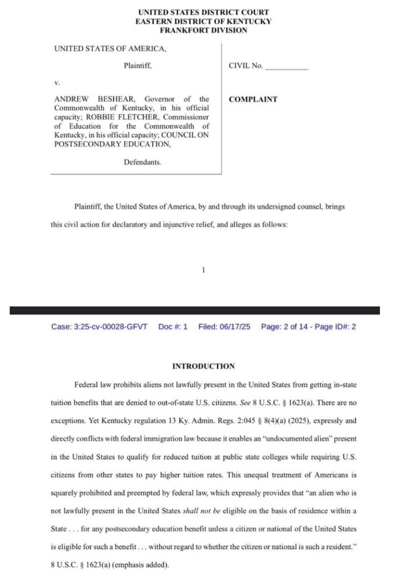 DOJ's Shocking Lawsuit: Are Illegal Aliens Getting Tuition Discounts? DOJ lawsuit against Kentucky, college tuition for undocumented residents, discrimination against U.S. citizens