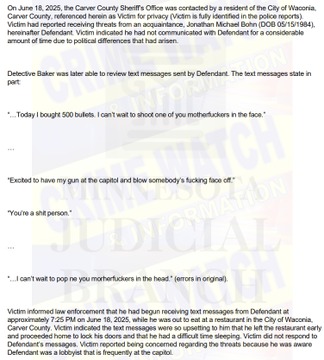 Democrat Donor Faces Felony Charges for Violent Threats! lobbyist legal issues, political violence threats, Minnesota criminal charges