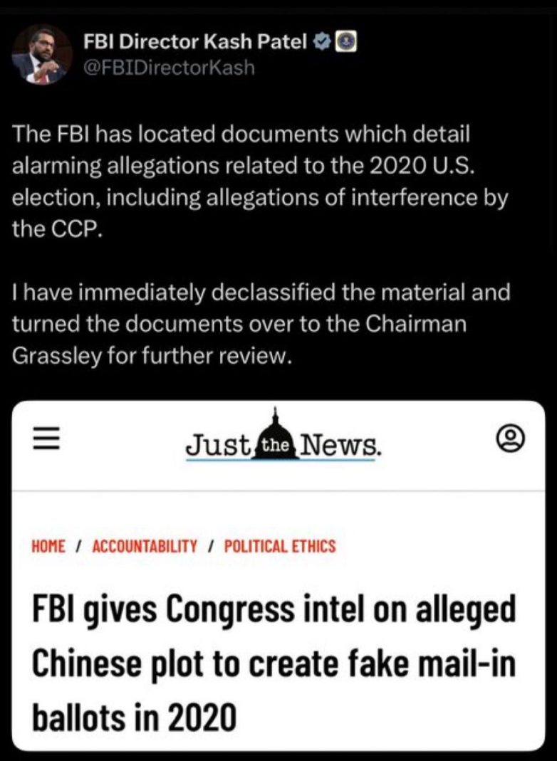 "FBI's Patel Exposes Shocking US-China Ballot Conspiracy Plot!" election integrity concerns, political collusion allegations, mail-in ballot fraud
