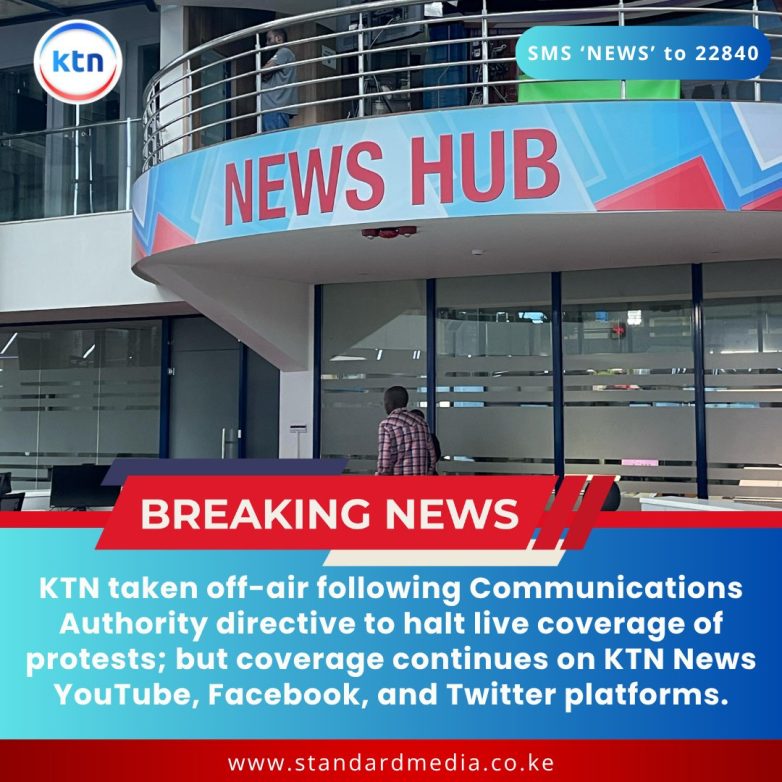 KTN Banned from Air, Protests Streamed Live on Social Media! live protest coverage, KTN News social media, Communications Authority directive