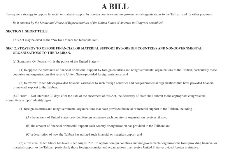"New Bill Threatens Funding for Foreign Aid to Taliban Supporters!" foreign aid restrictions, Taliban funding consequences, U.S. legislative impacts 2025