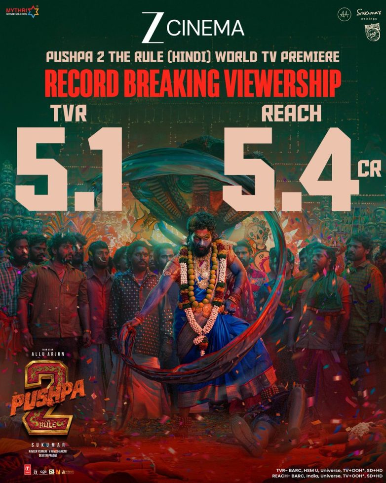"Pushpa 2 Shatters Records: Blockbuster Reigns on Big and Small Screens!" blockbuster movie success, record viewership ratings, film industry trends
