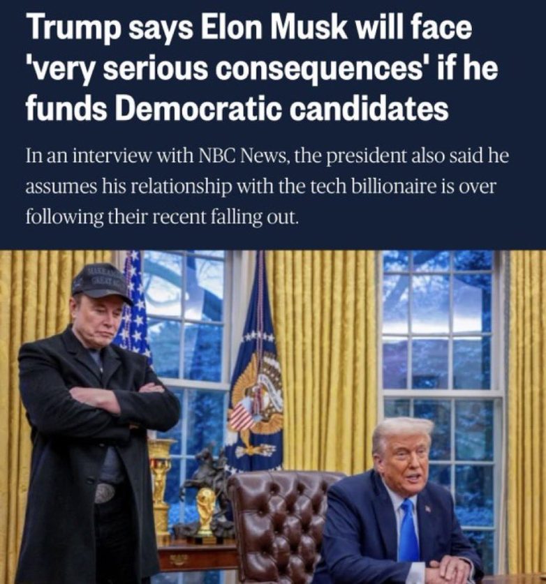 Trump Warns Musk of “Serious Consequences” for Supporting Dems! political threats, campaign financing ethics, authoritarian leadership