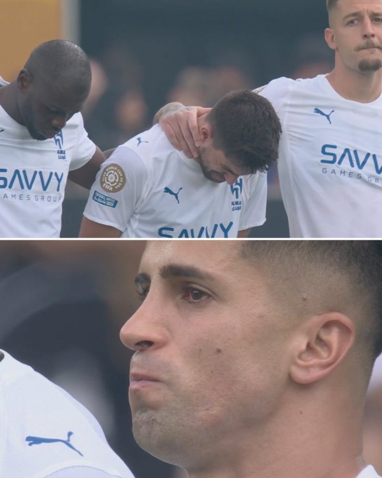 "Emotional Scene: Cancelo and Neves Weep for Jota and Silva" football emotions, player tributes, Club World Cup moments