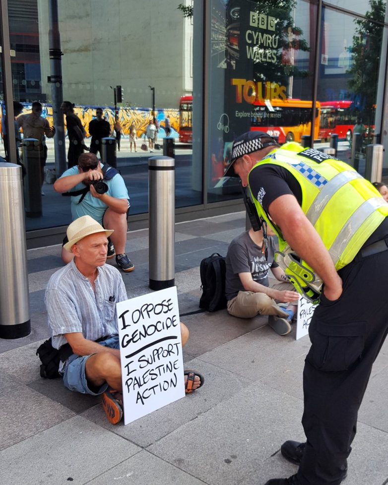 "Police Clash with Protesters Outside BBC HQ Over Palestine Support" Protests in Cardiff, Palestine solidarity demonstrations, BBC Cymru activism