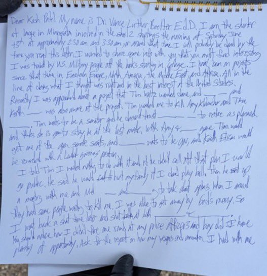 Political Assassin's Letter Claims Walz, Police Colluded in Murders! political assassination allegations, FBI investigation details, Minnesota Governor controversy